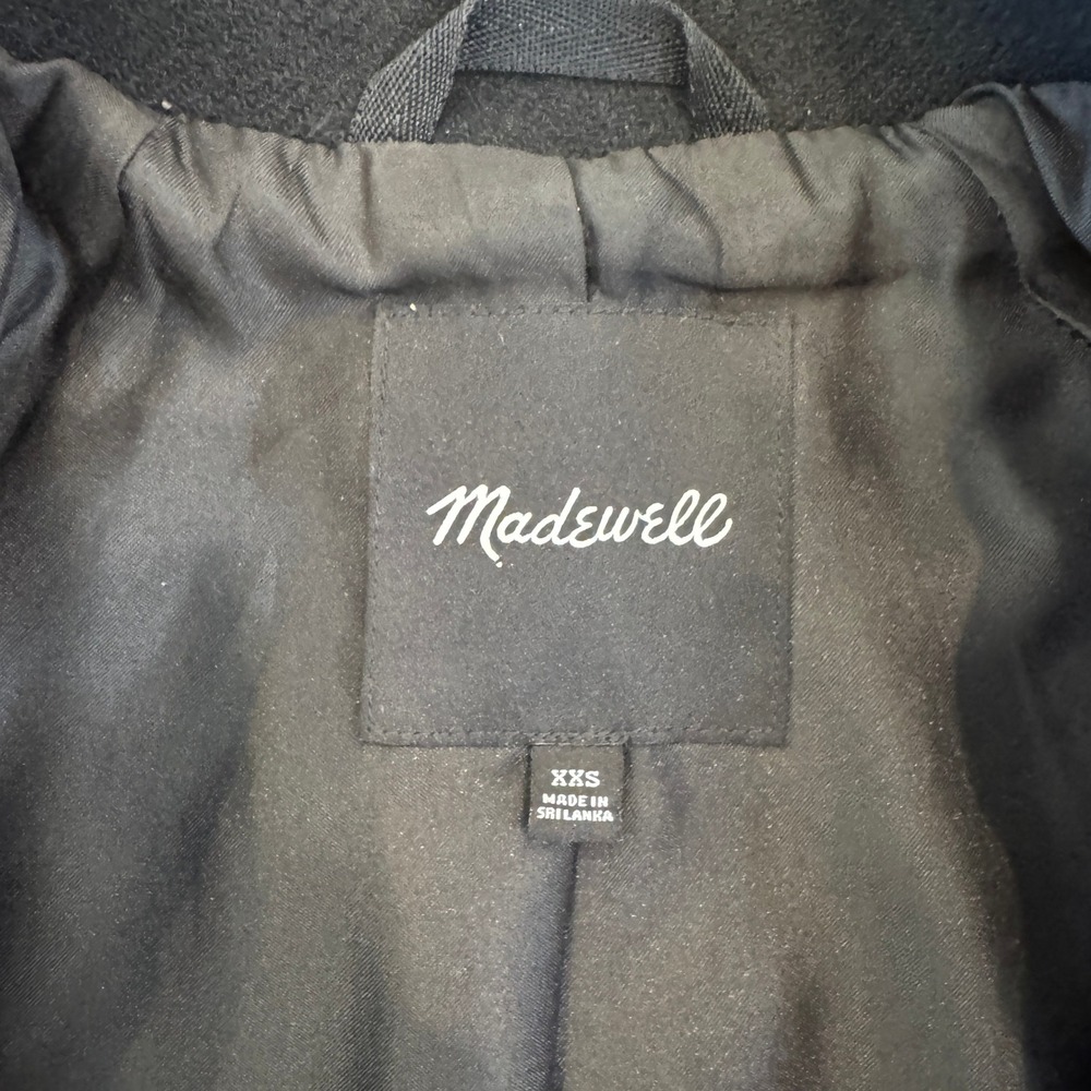 Madewell Estate Cocoon Coat Black Wool Blend In Insuluxe Fabric Peacoat Size XXS - Picture 11 of 13